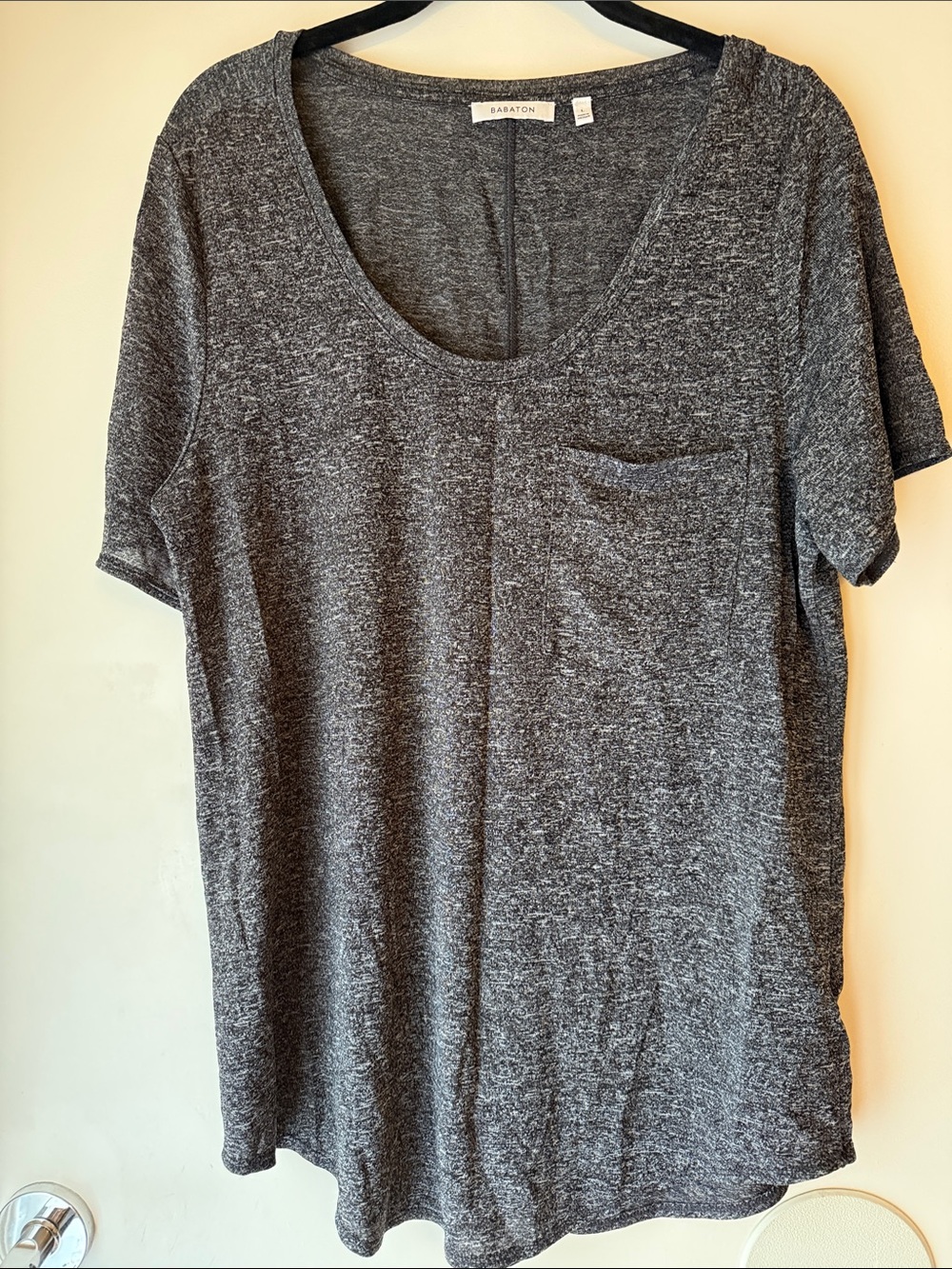 Babaton Charcoal Scoop Neck Pocket Tee